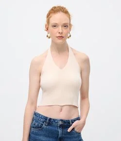 Blusa Frente Única em Tricô com Amarração