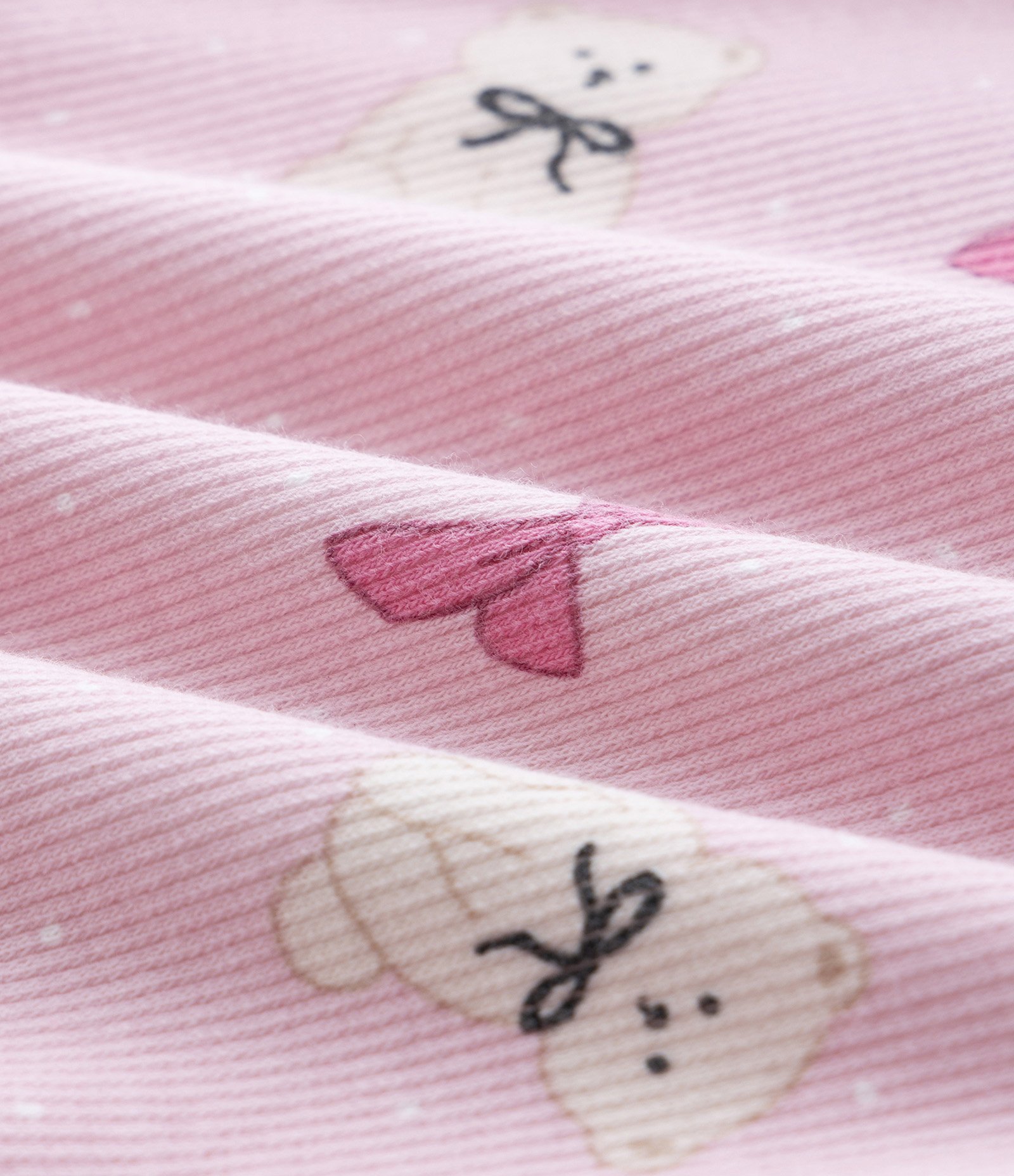 Body Infantil em Ribana com Laços e Bichinhos – Tam RN a 18 Meses Rosa Claro 3