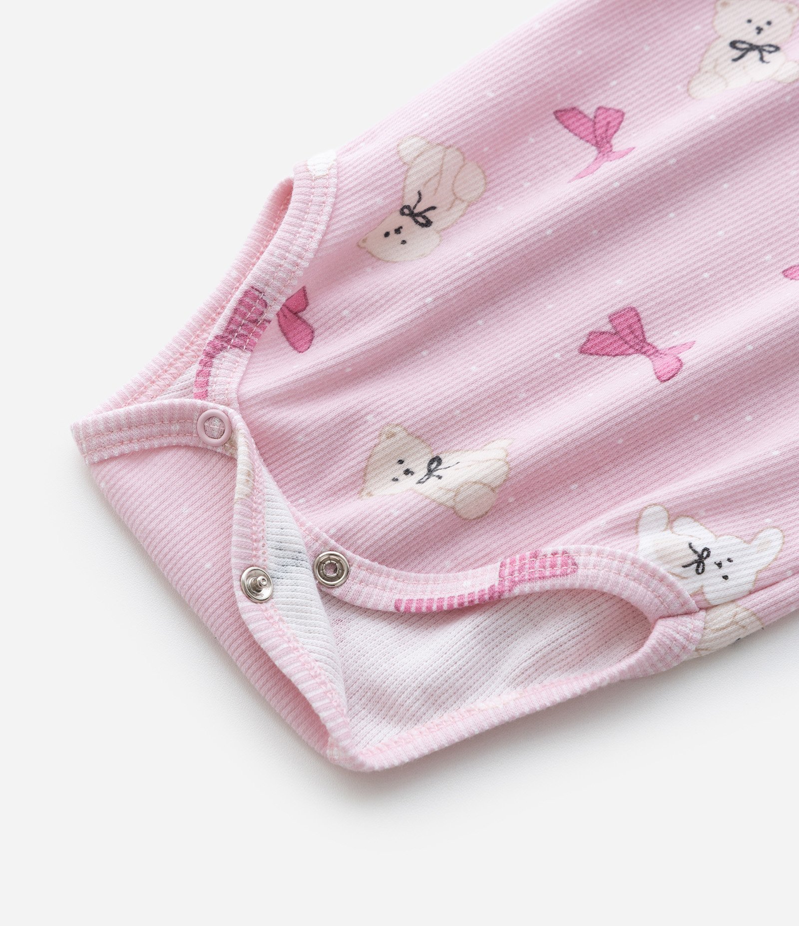 Body Infantil em Ribana com Laços e Bichinhos – Tam RN a 18 Meses Rosa Claro 4