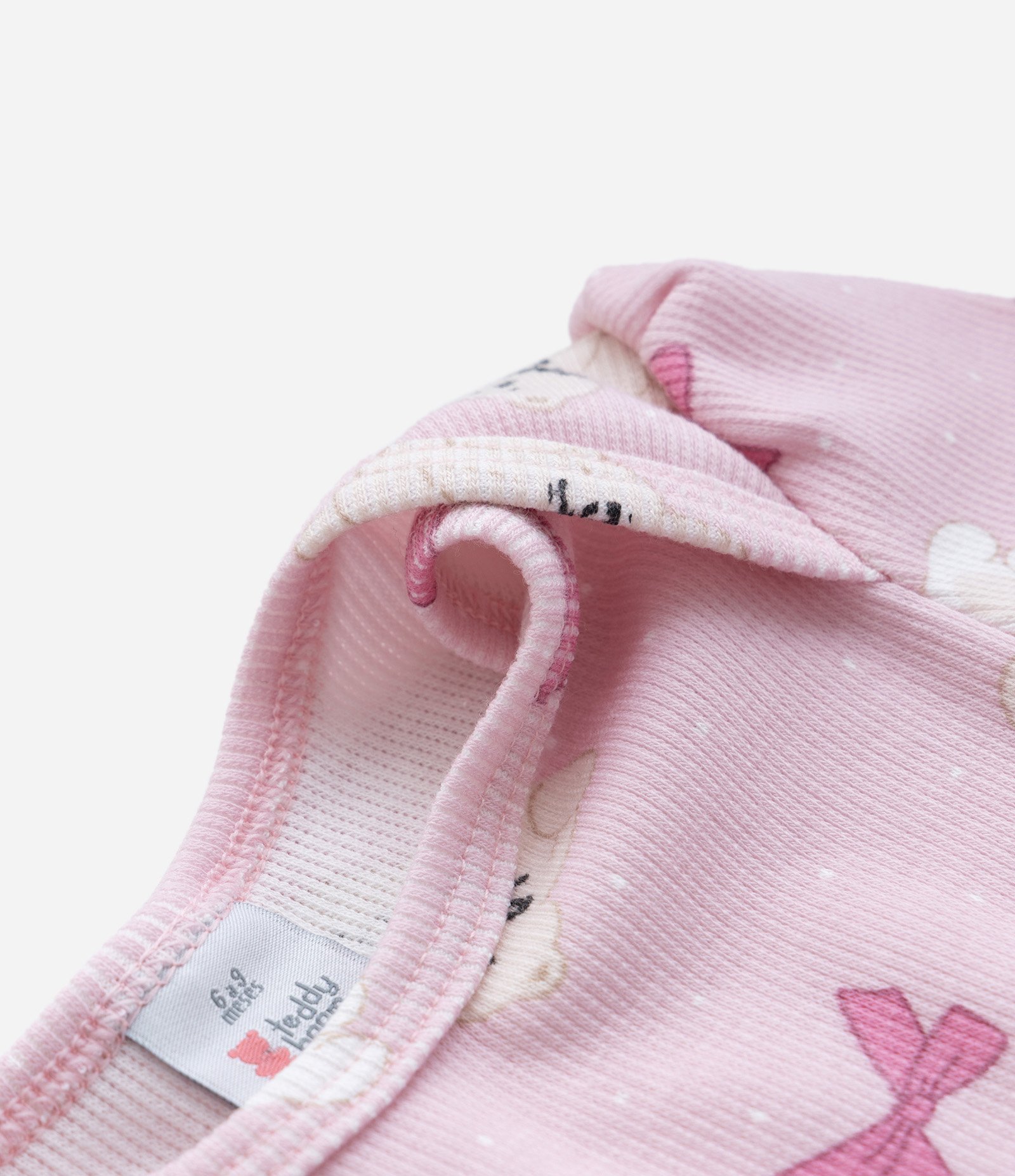 Body Infantil em Ribana com Laços e Bichinhos – Tam RN a 18 Meses Rosa Claro 5