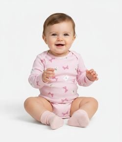 Body Infantil em Ribana com Laços e Bichinhos – Tam RN a 18 Meses