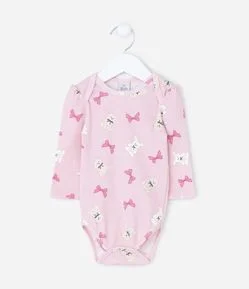 Body Infantil em Ribana com Laços e Bichinhos – Tam RN a 18 Meses