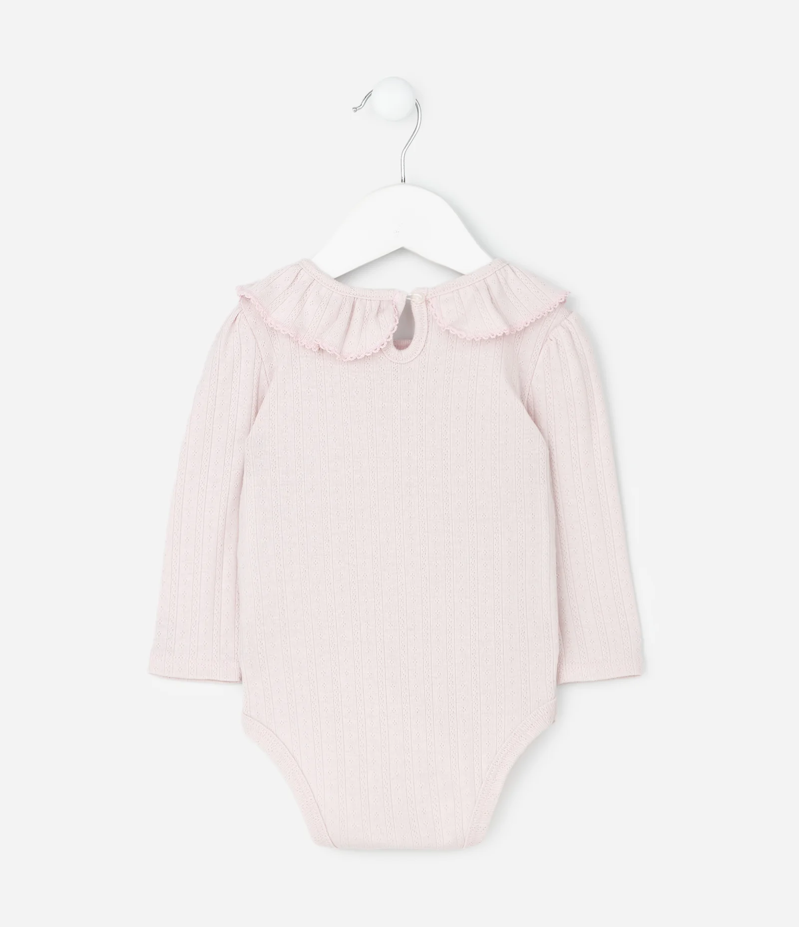 Body Infantil em Pointelle com Gola Boneca – Tam 0 a 18 Meses Rosa Claro 3