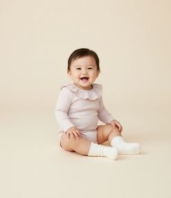 Body Infantil em Pointelle com Gola Boneca – Tam 0 a 18 Meses