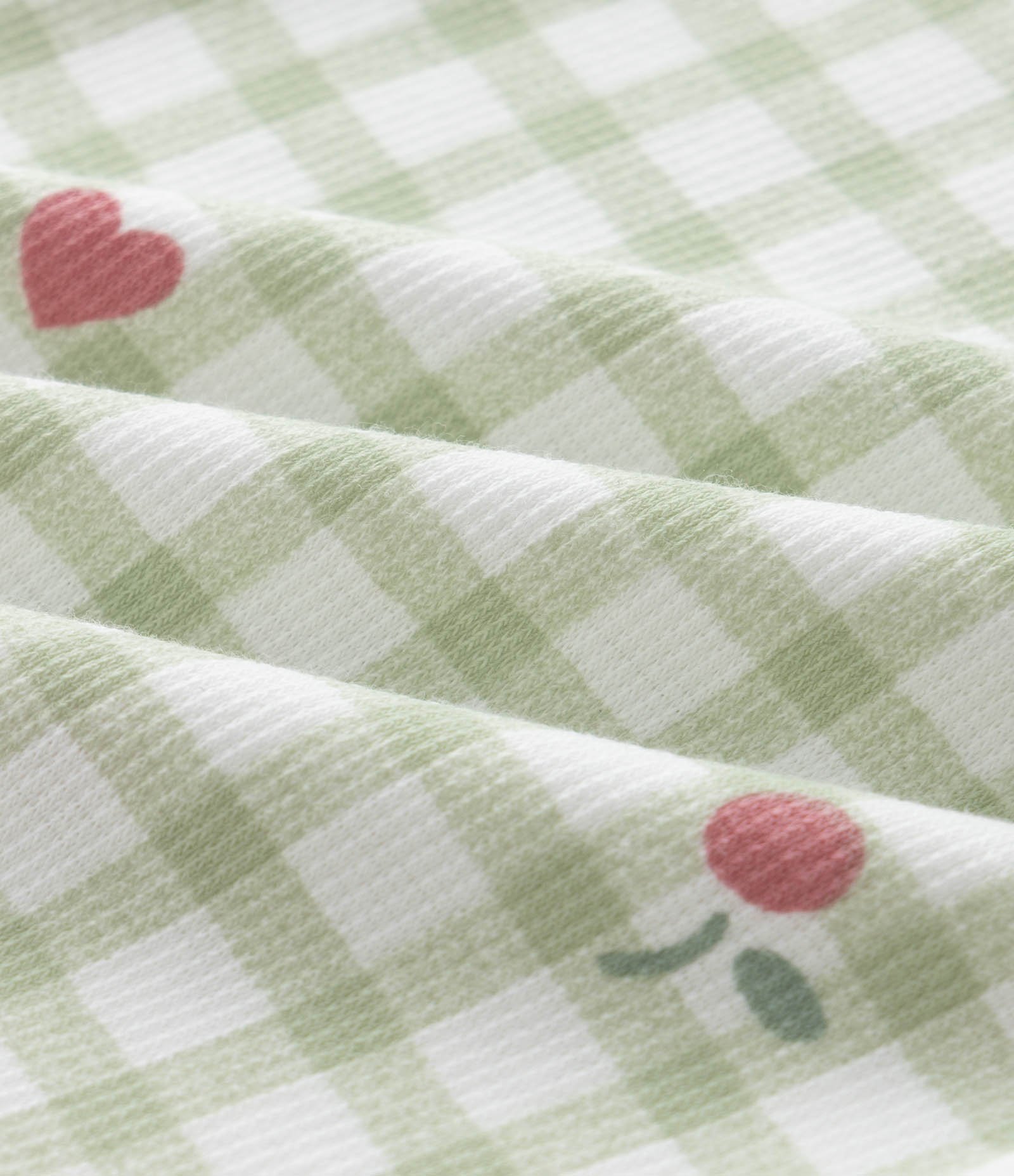 Body Infantil em Vichy com Estampa de Cerejinhas – Tam RN a 18 Meses Verde/Branco 3