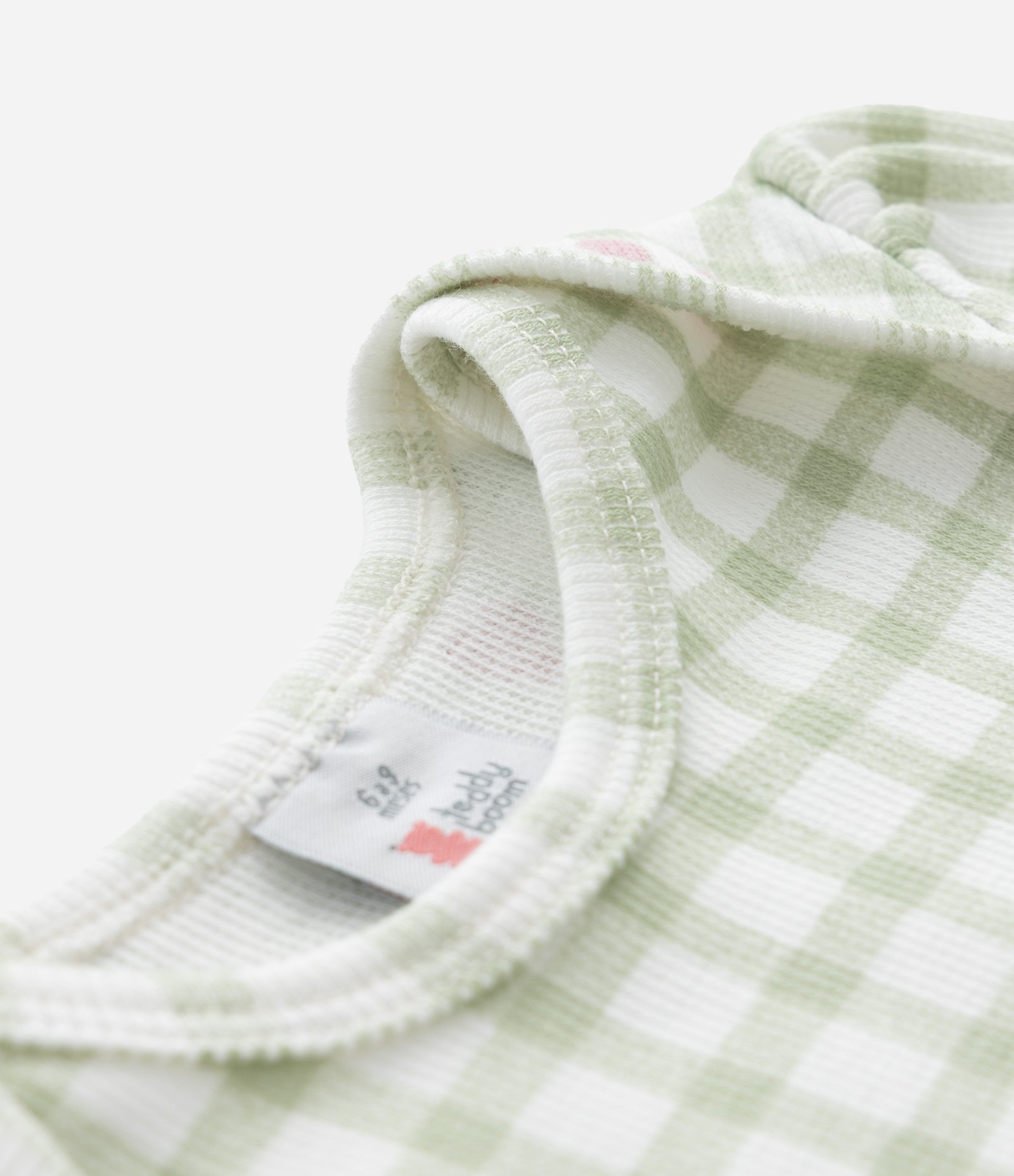 Body Infantil em Vichy com Estampa de Cerejinhas – Tam RN a 18 Meses Verde/Branco 4