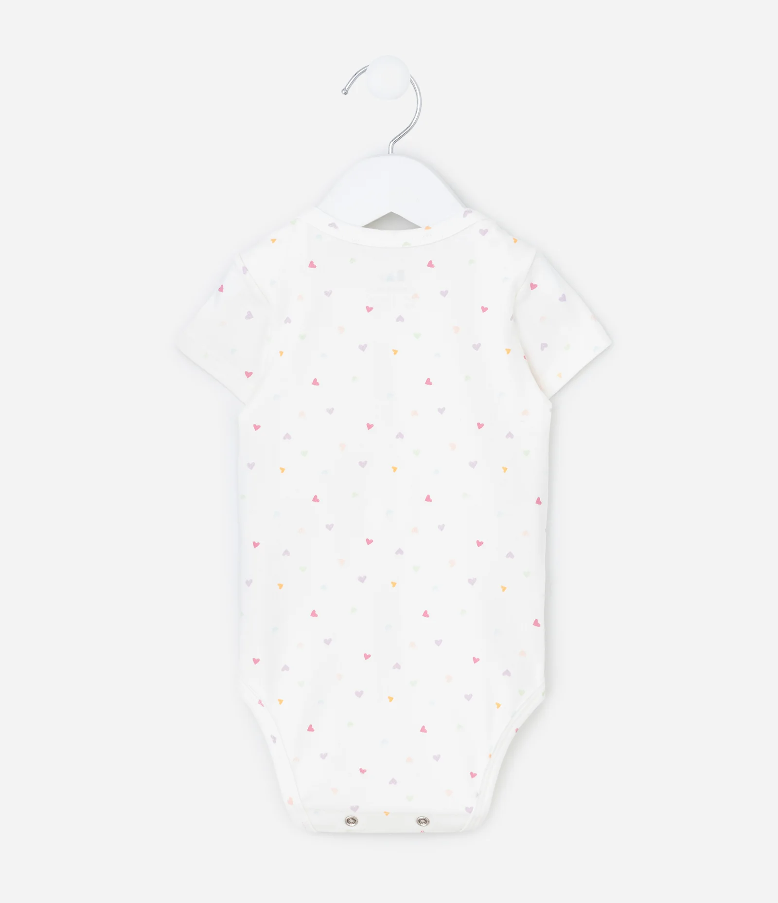 Body Infantil Manga Curta com Estampa de Corações Coloridos - Tam RN A 18 Meses Branco 2