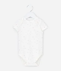 Body Infantil Manga Curta com Estampa de Corações Coloridos - Tam RN A 18 Meses