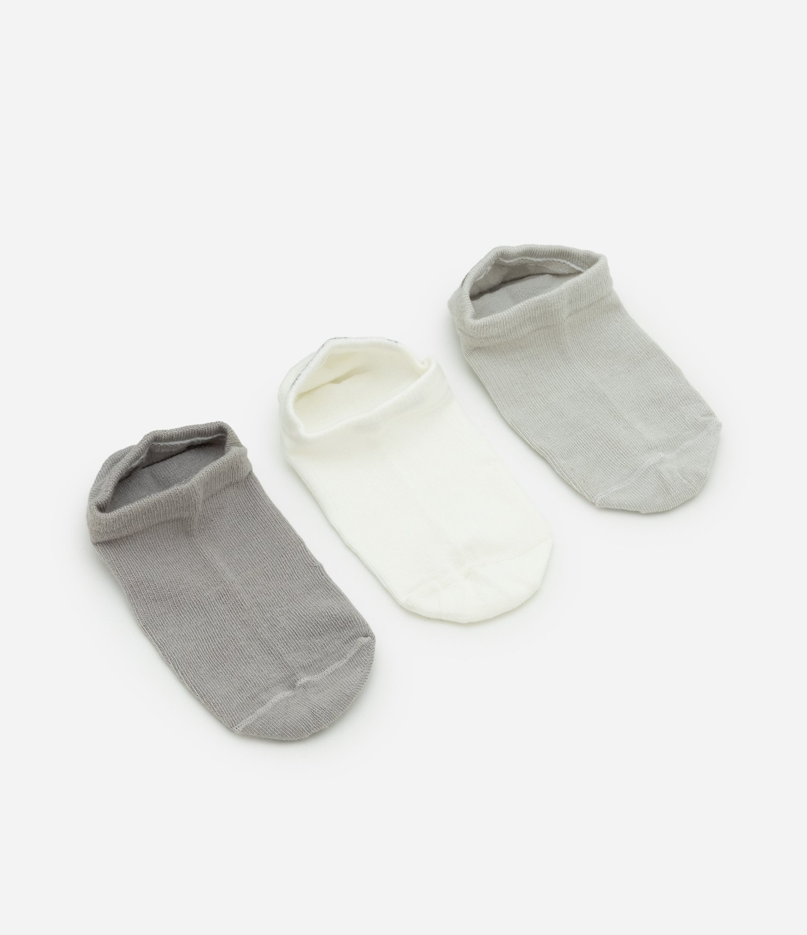 Kit 03 Meias Cano Alto em Algodão Cinza Escuro/Cinza Claro/Branco 5