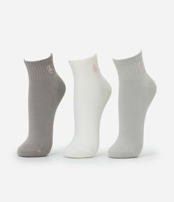 Kit 03 Meias Cano Alto em Algodão