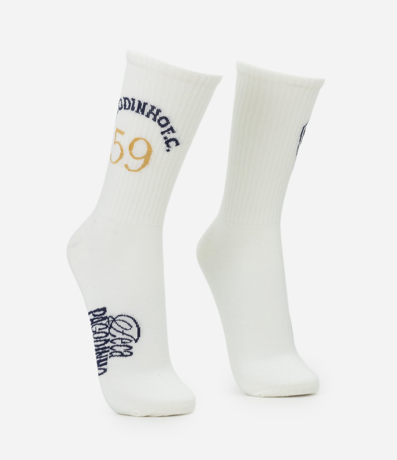 Meia Cano Alto em Algodão com Lettering Zeca Pagodinho e Logo Samba Clube Branco 2