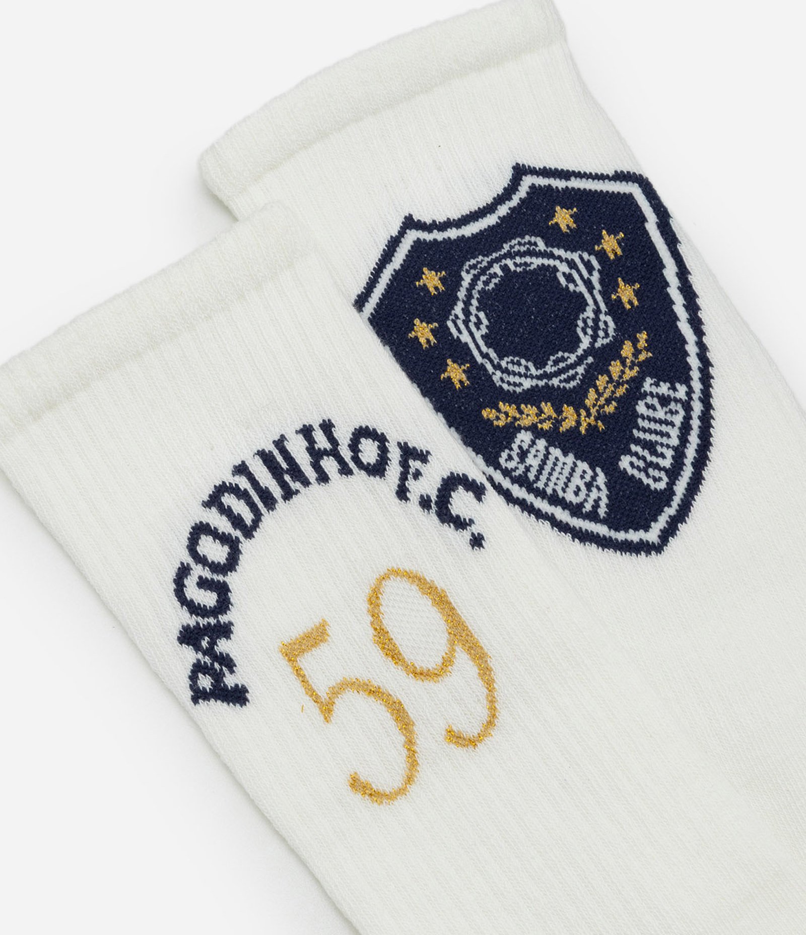 Meia Cano Alto em Algodão com Lettering Zeca Pagodinho e Logo Samba Clube Branco 6