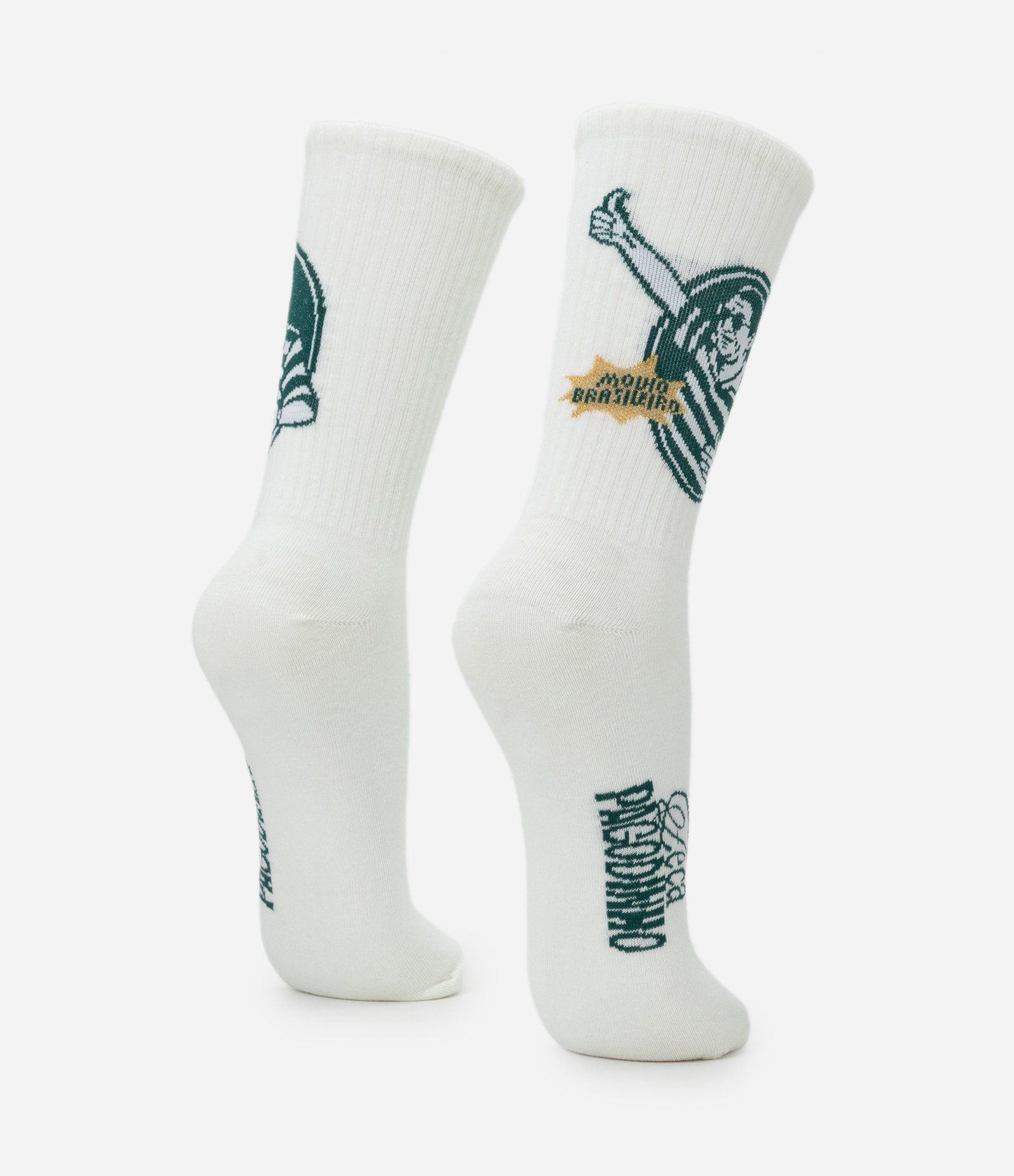 Meia Cano Alto em Algodão com Estampa Zeca Pagodinho Branco 3