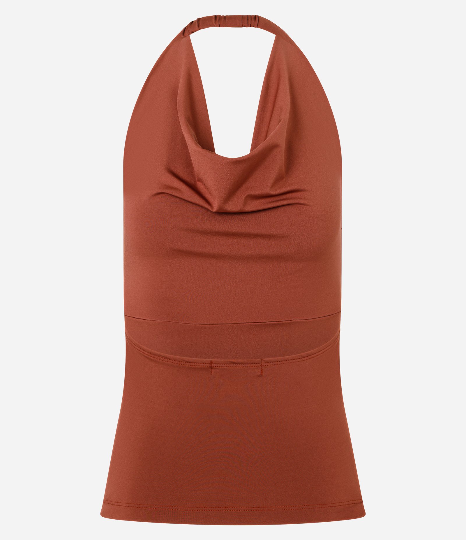 Blusa Frente Única em Microfibra com Decote Degagê Marrom 2