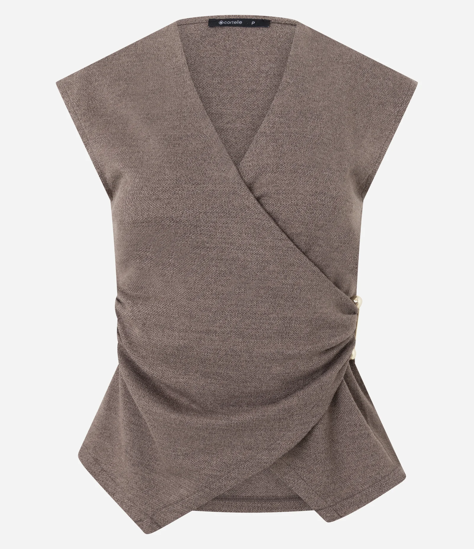 Blusa Transpassada em Piquet com Fivela Lateral Marrom 5