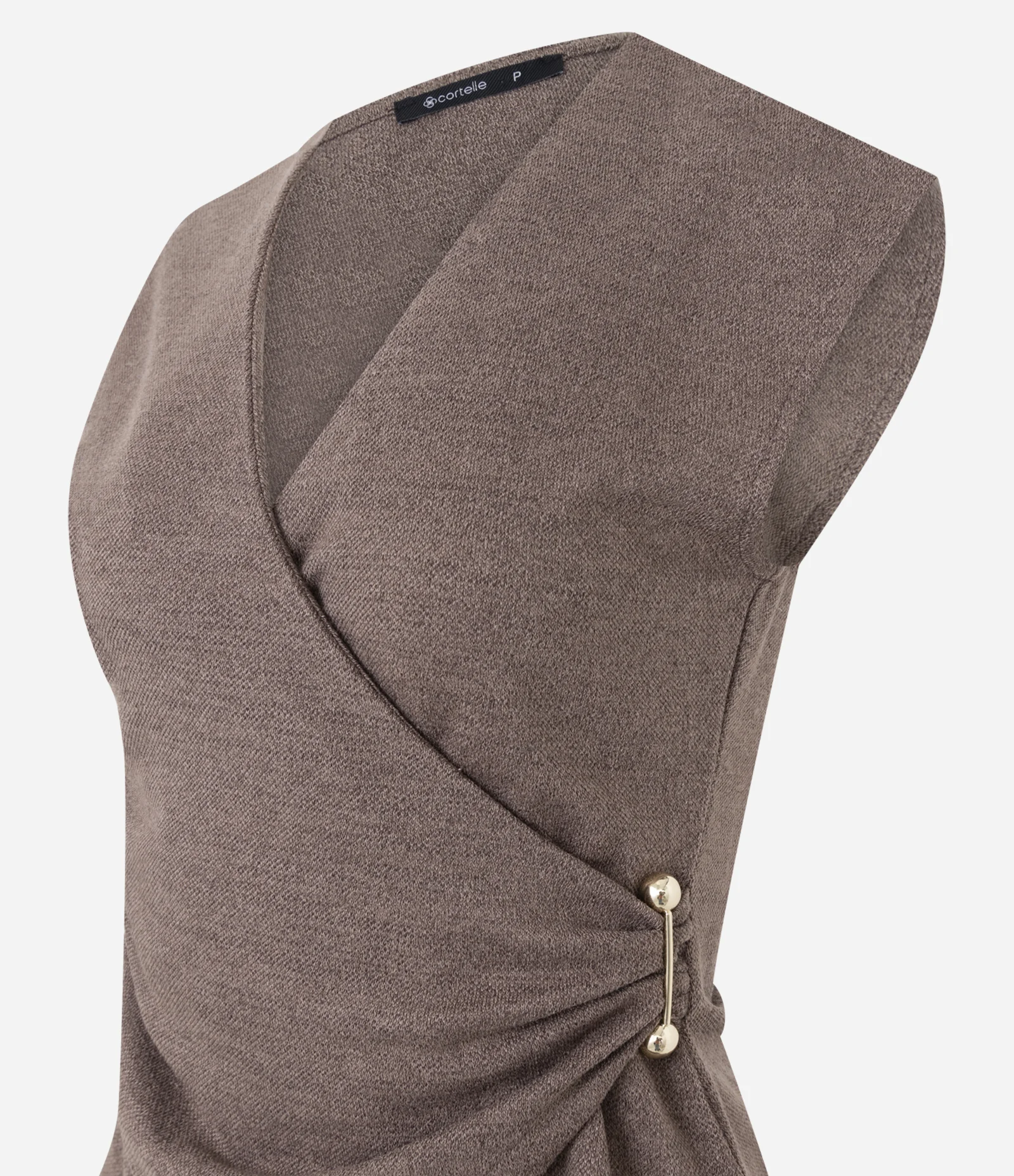 Blusa Transpassada em Piquet com Fivela Lateral Marrom 6