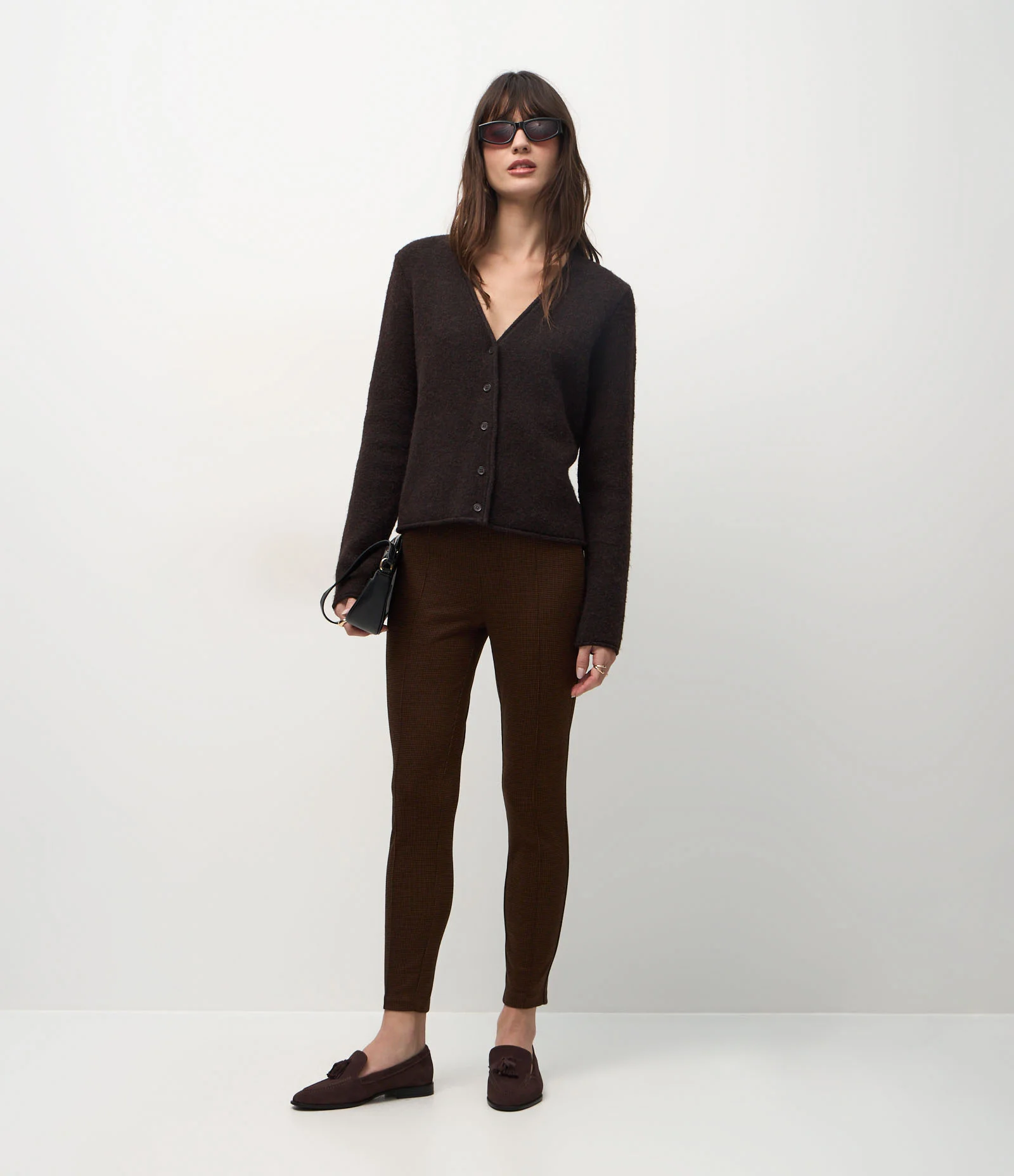 Calça Legging em Ponto Roma com Cós Elástico Marrom 1