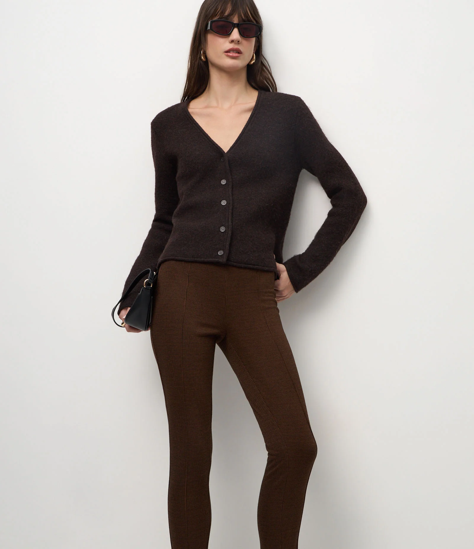 Calça Legging em Ponto Roma com Cós Elástico Marrom 2