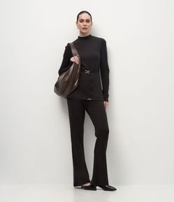 Calça Flare em Piquet com Cintura Alta