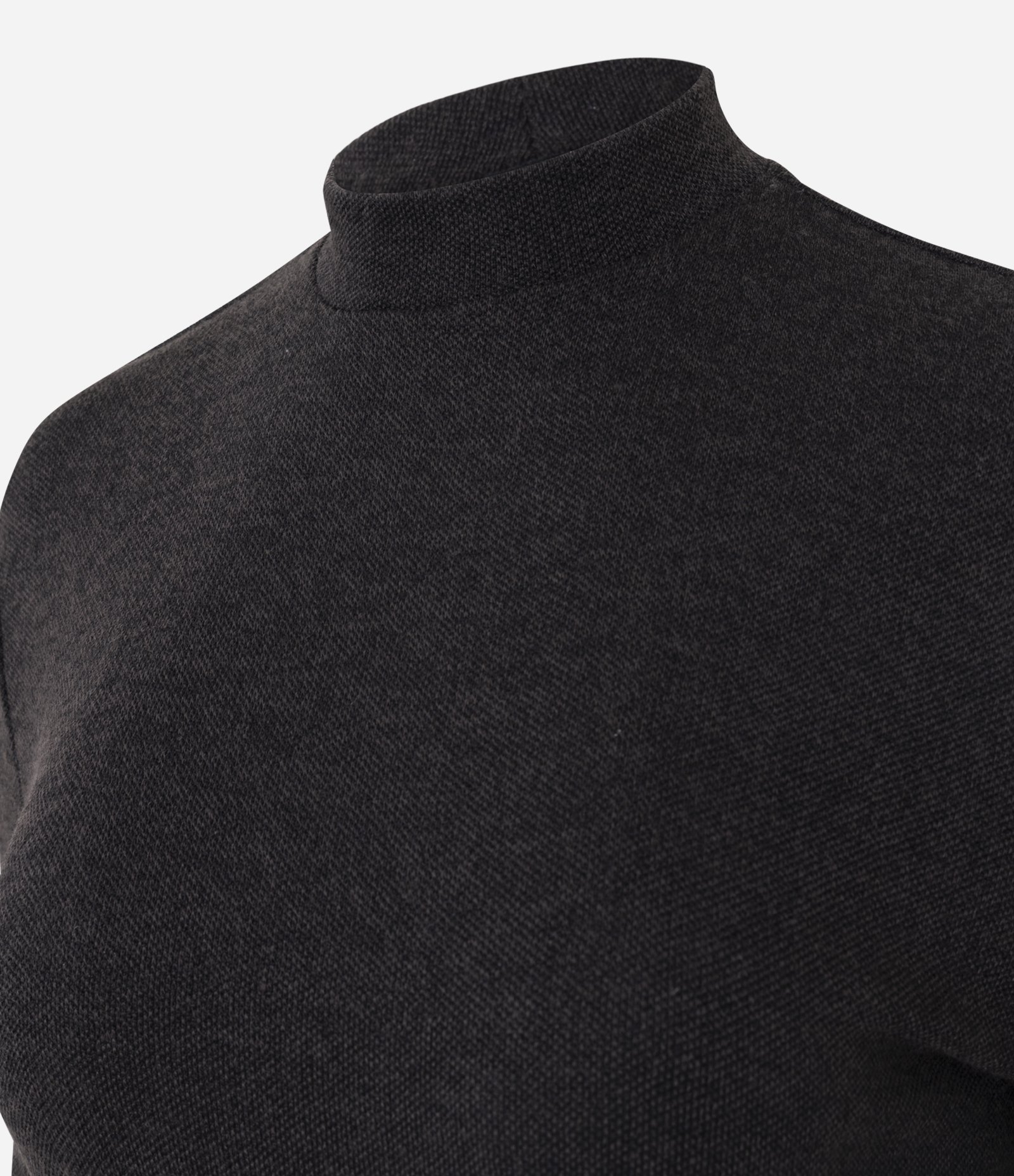 Blusa Alongada em Piquet com Cintinho e Gola Alta Cinza Escuro 6