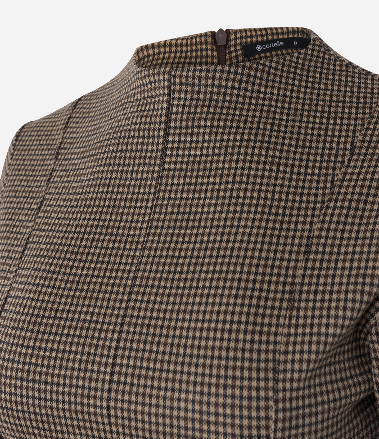 Blusa Ampulheta Alongada com Estampa Xadrez Marrom 6