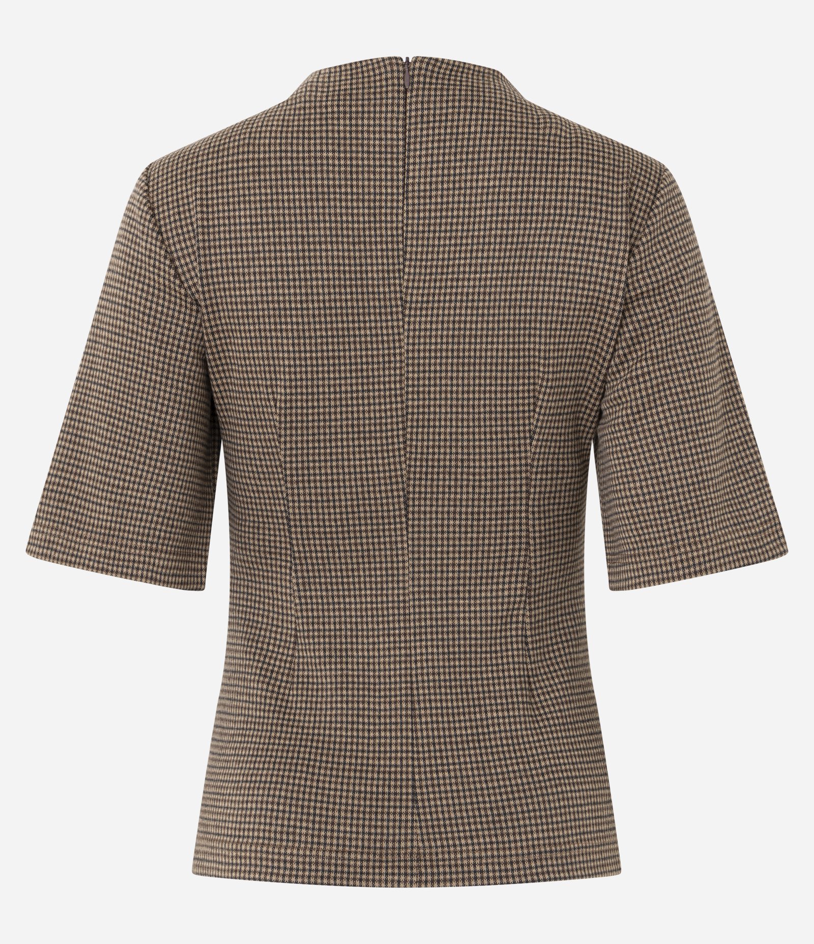 Blusa Ampulheta Alongada com Estampa Xadrez Marrom 7