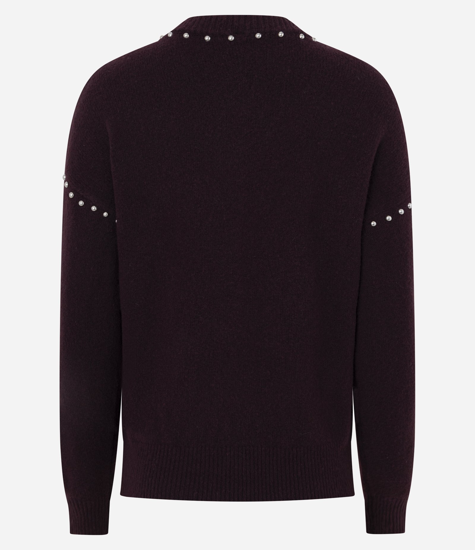 Blusa Regular em Tricô com Tachinhas na Gola Vinho 7