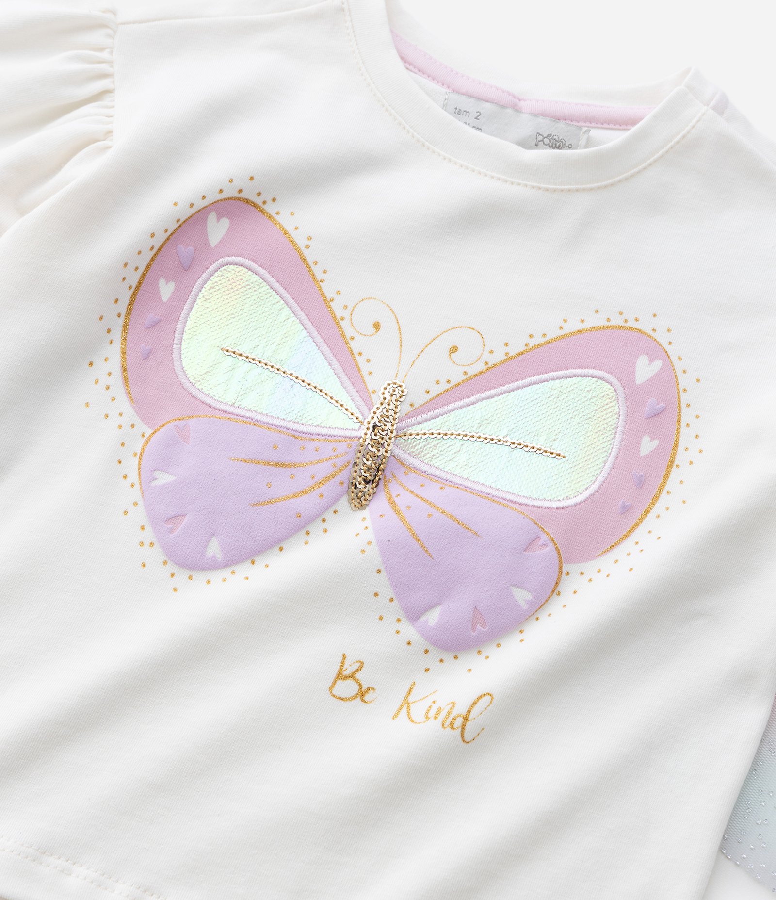 Blusa Infantil com Estampa e Asas de Borboleta – Tam 1 a 5/6 Anos Off White 9