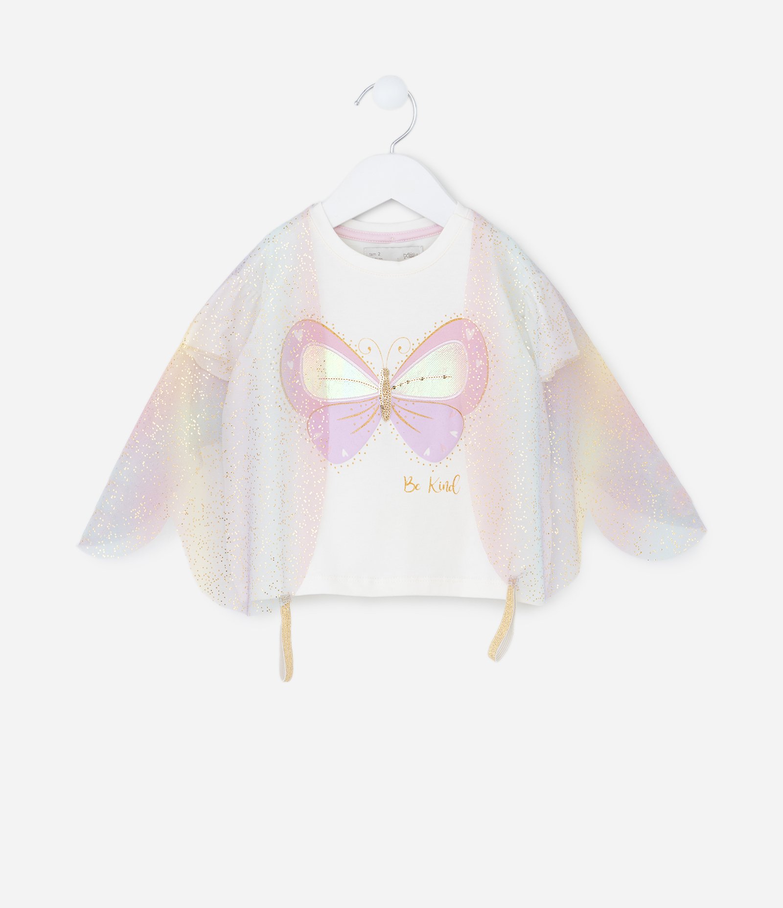 Blusa Infantil com Estampa e Asas de Borboleta – Tam 1 a 5/6 Anos Off White 1