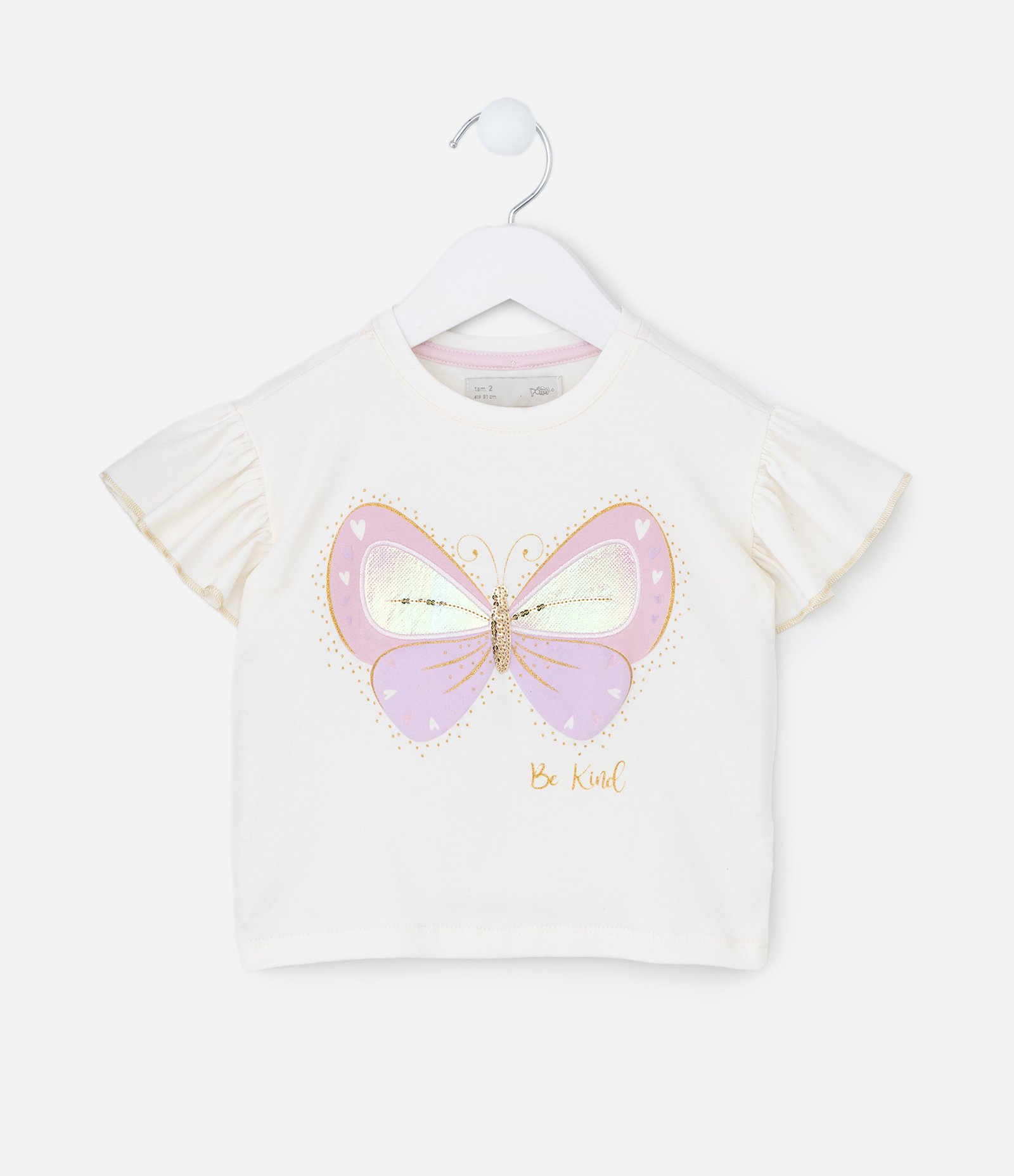 Blusa Infantil com Estampa e Asas de Borboleta – Tam 1 a 5/6 Anos Off White 3