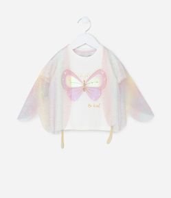 Blusa Infantil com Estampa e Asas de Borboleta – Tam 1 a 5/6 Anos