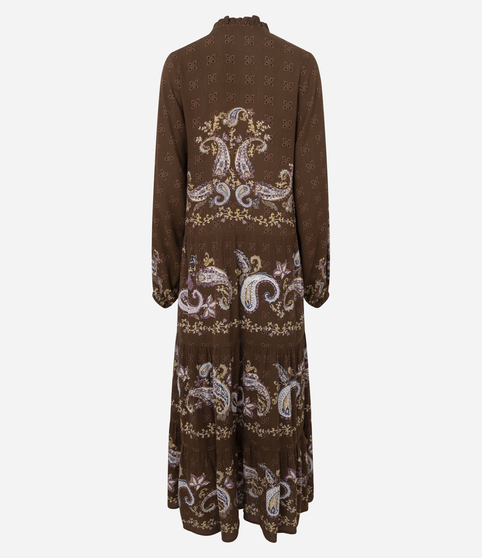 Vestido Midi em Viscose com Gola Alta e Estampa Paisley Marrom 7