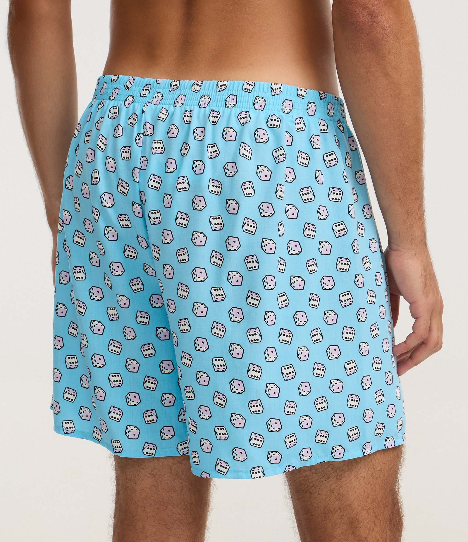 Cueca Samba Canção em Viscose com Estampa de Dadinhos Azul 4