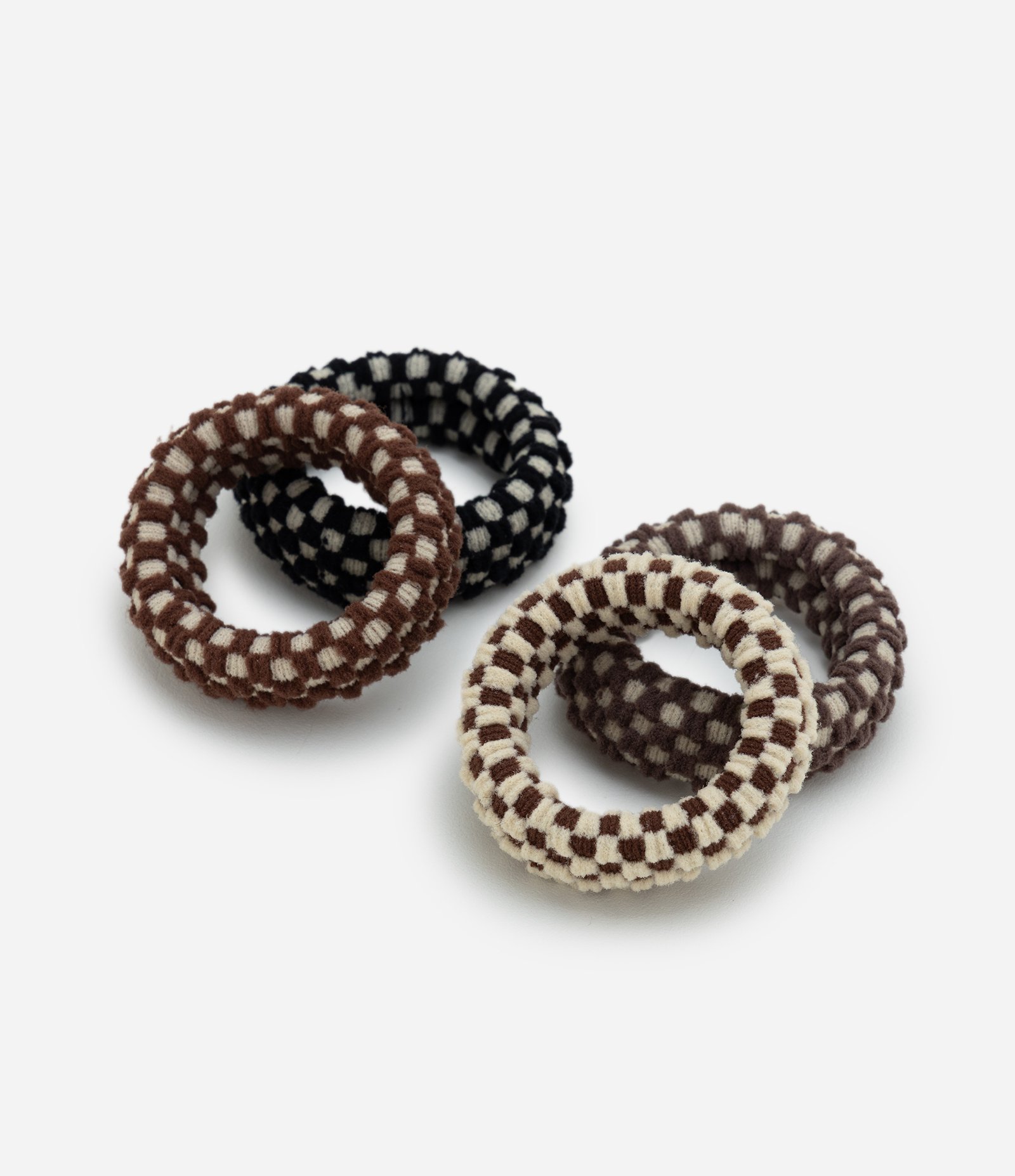 Kit 04 Elásticos de Cabelo com Textura Quadriculada Multicores 2