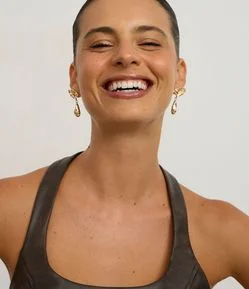 Kit 03 Brincos Metalizados com Formatos Diferentes