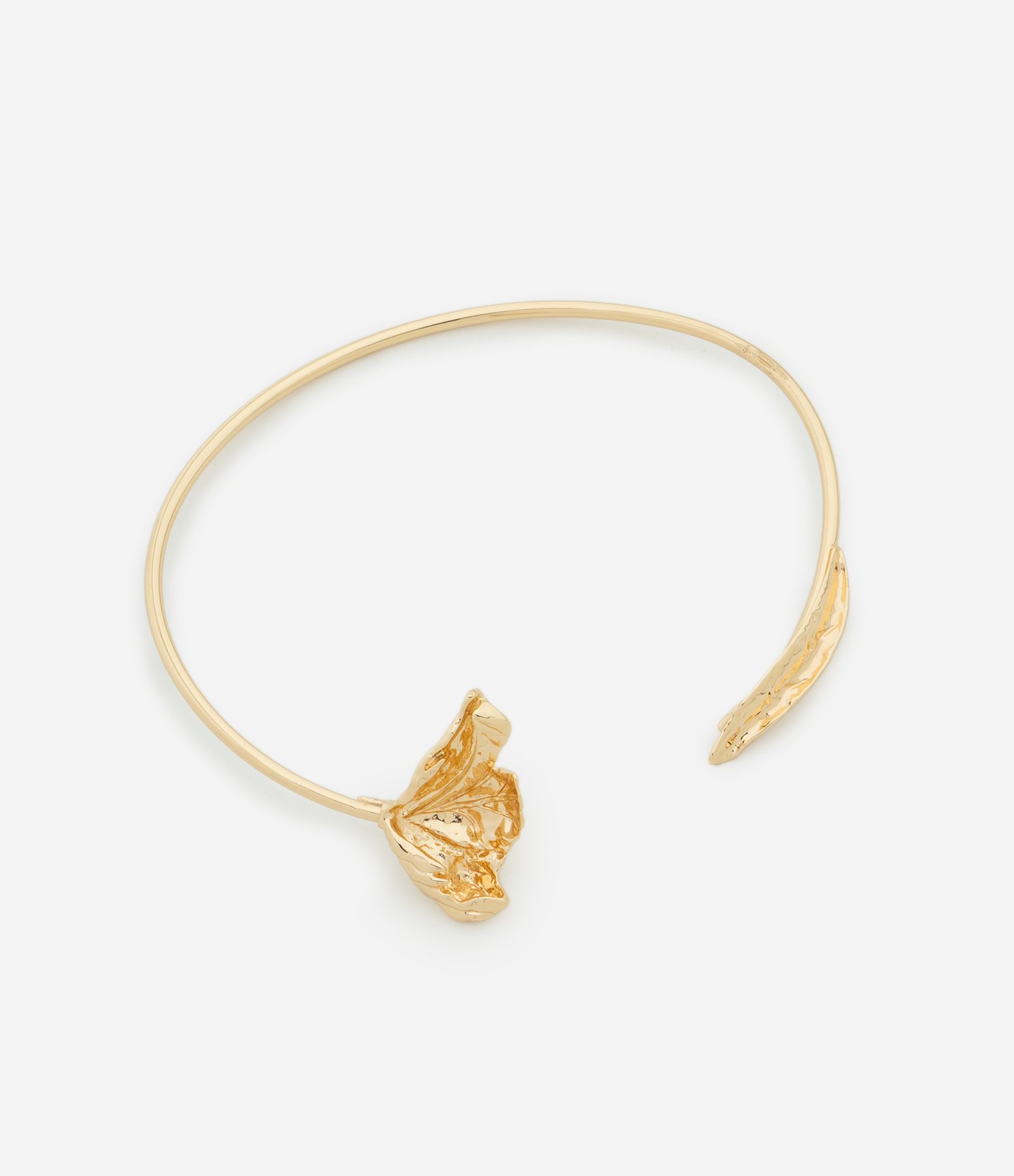 Gargantilha Choker em Metal com Flor e Pétala nas Extremidades Dourado 1