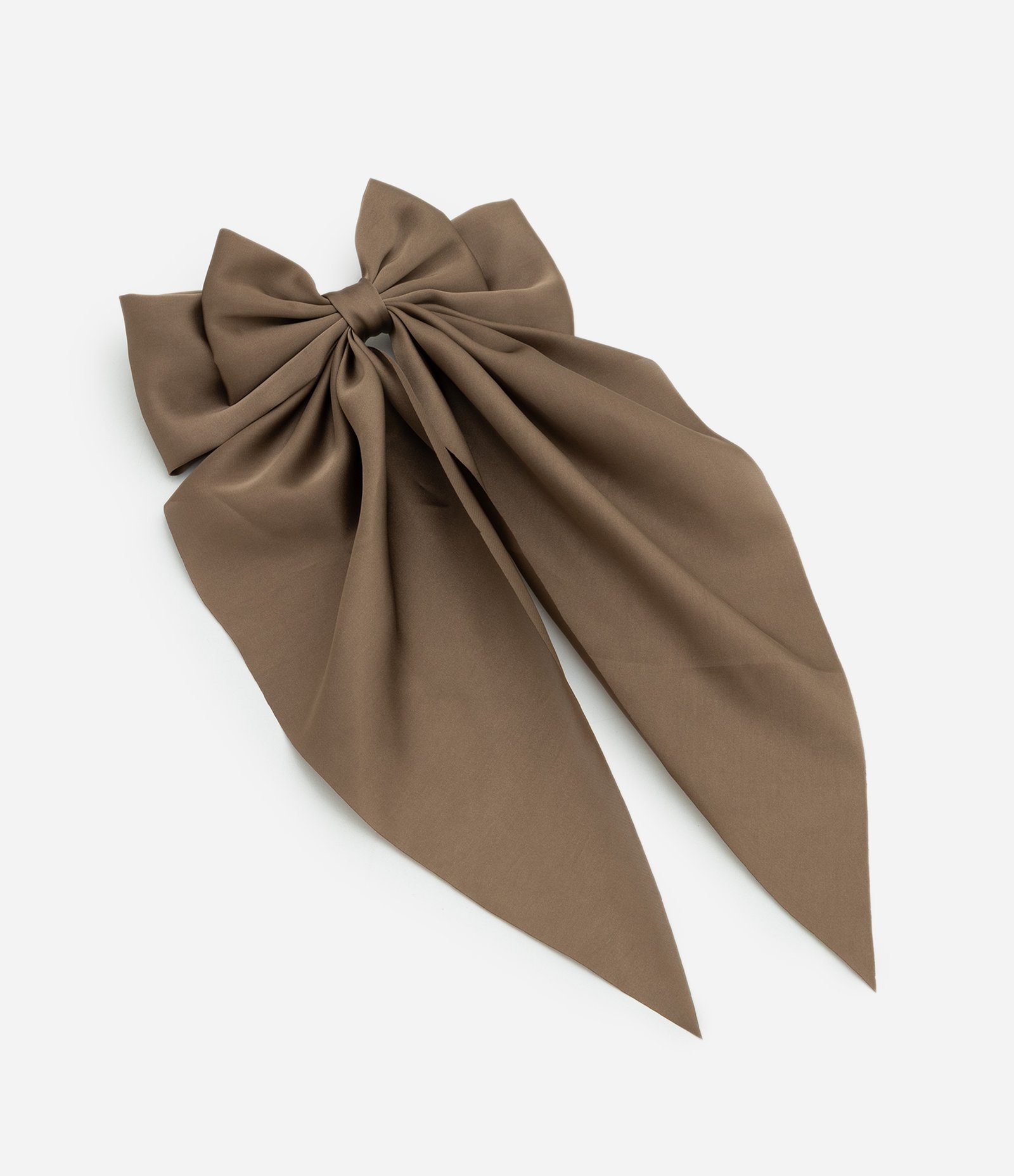 Presilha de Cabelo Acetinado com Formato de Laço Grande Marrom 1