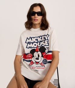 Camiseta em Algodão com Estampa e Lettering Mickey Mouse