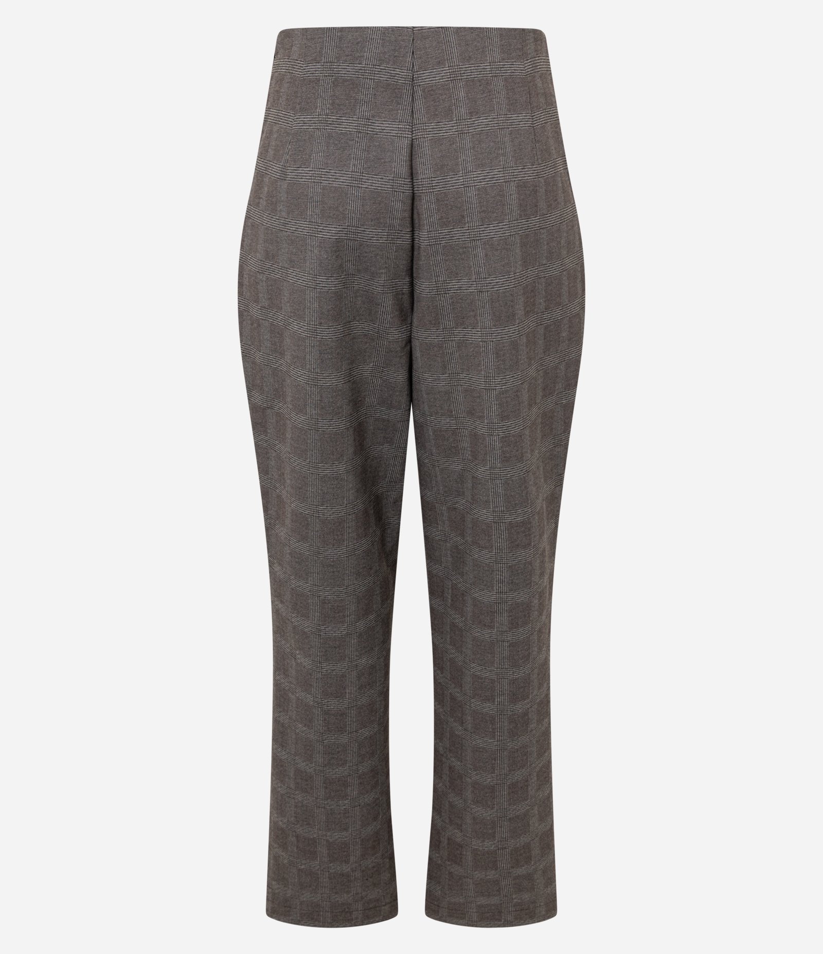 Calça Afunilada com Estampa Xadrez e Aviamento no Cós Marrom 2