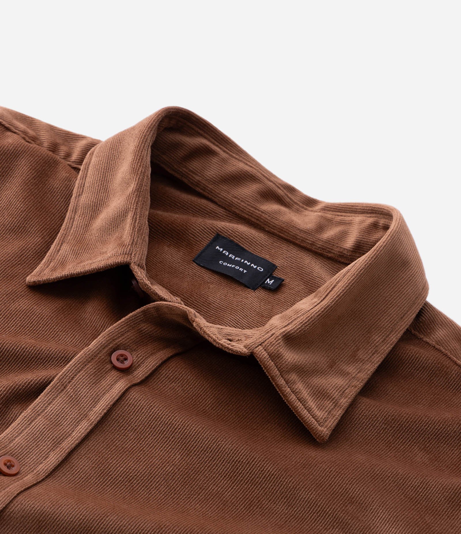 Camisa Comfort Manga Longa Veludo Marrom 4