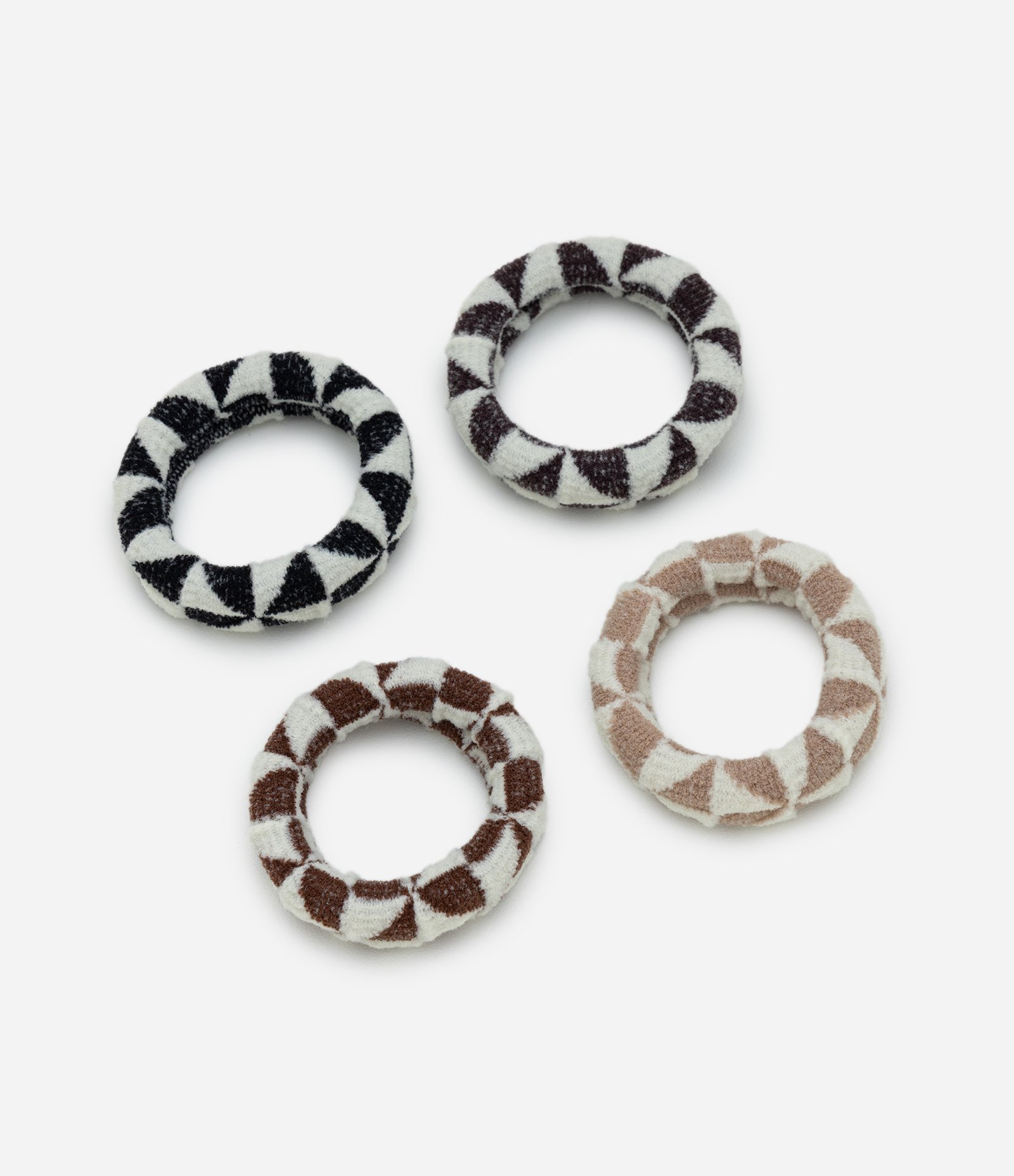 Kit 04 Borrachinhas de Cabelo com Estampa Geométrica Multicores 1