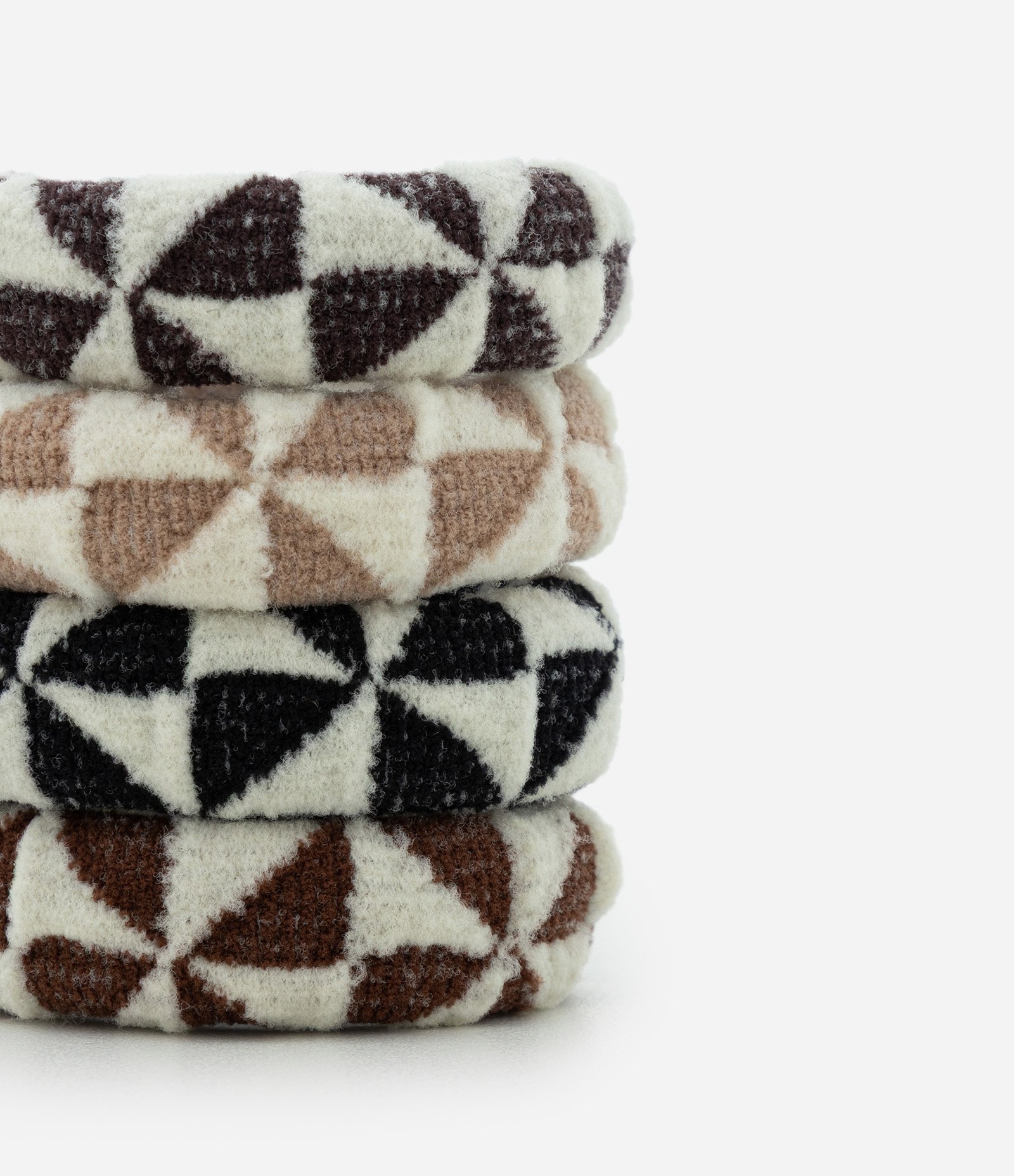 Kit 04 Borrachinhas de Cabelo com Estampa Geométrica Multicores 2