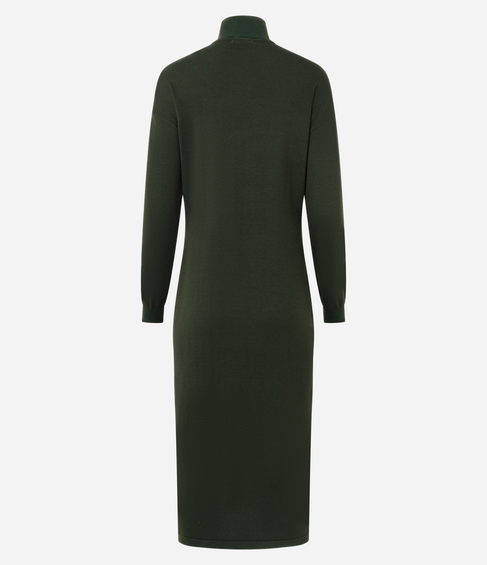 Vestido Midi em Tricô com Gola Alta e Manga Longa Verde Escuro 4