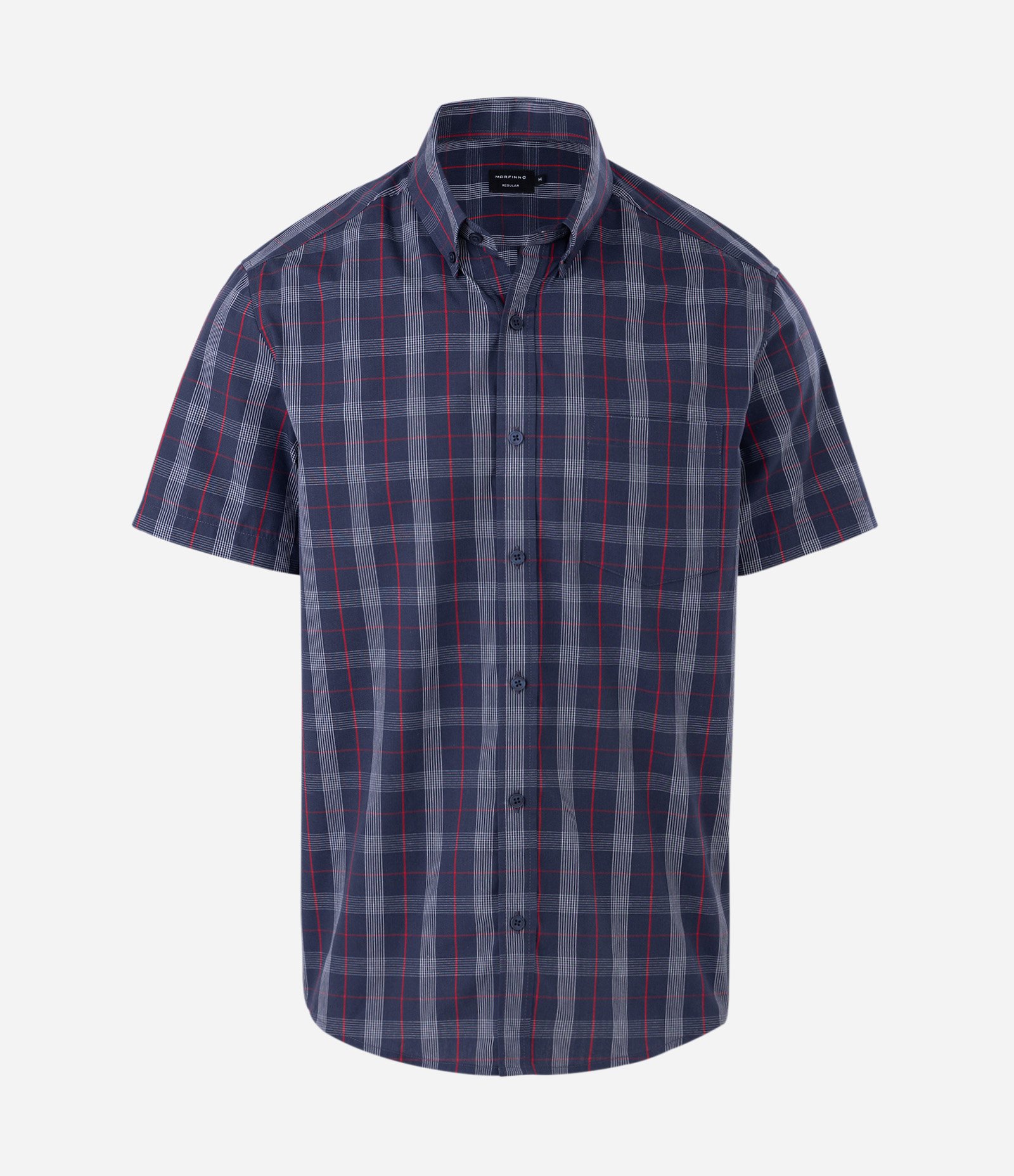 Camiseta Manga Curta em Tricoline Xadrez Azul 5