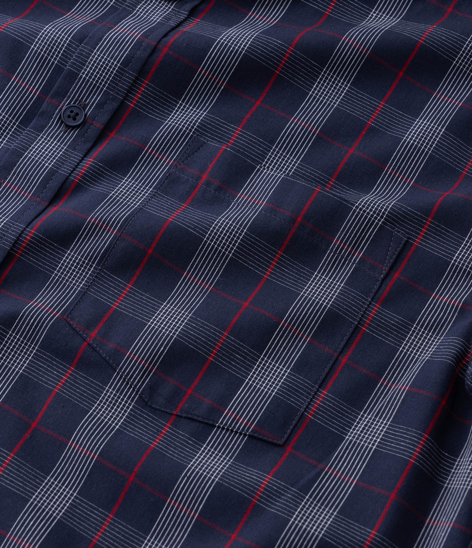 Camiseta Manga Curta em Tricoline Xadrez Azul 8