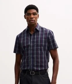 Camiseta Manga Curta em Tricoline Xadrez