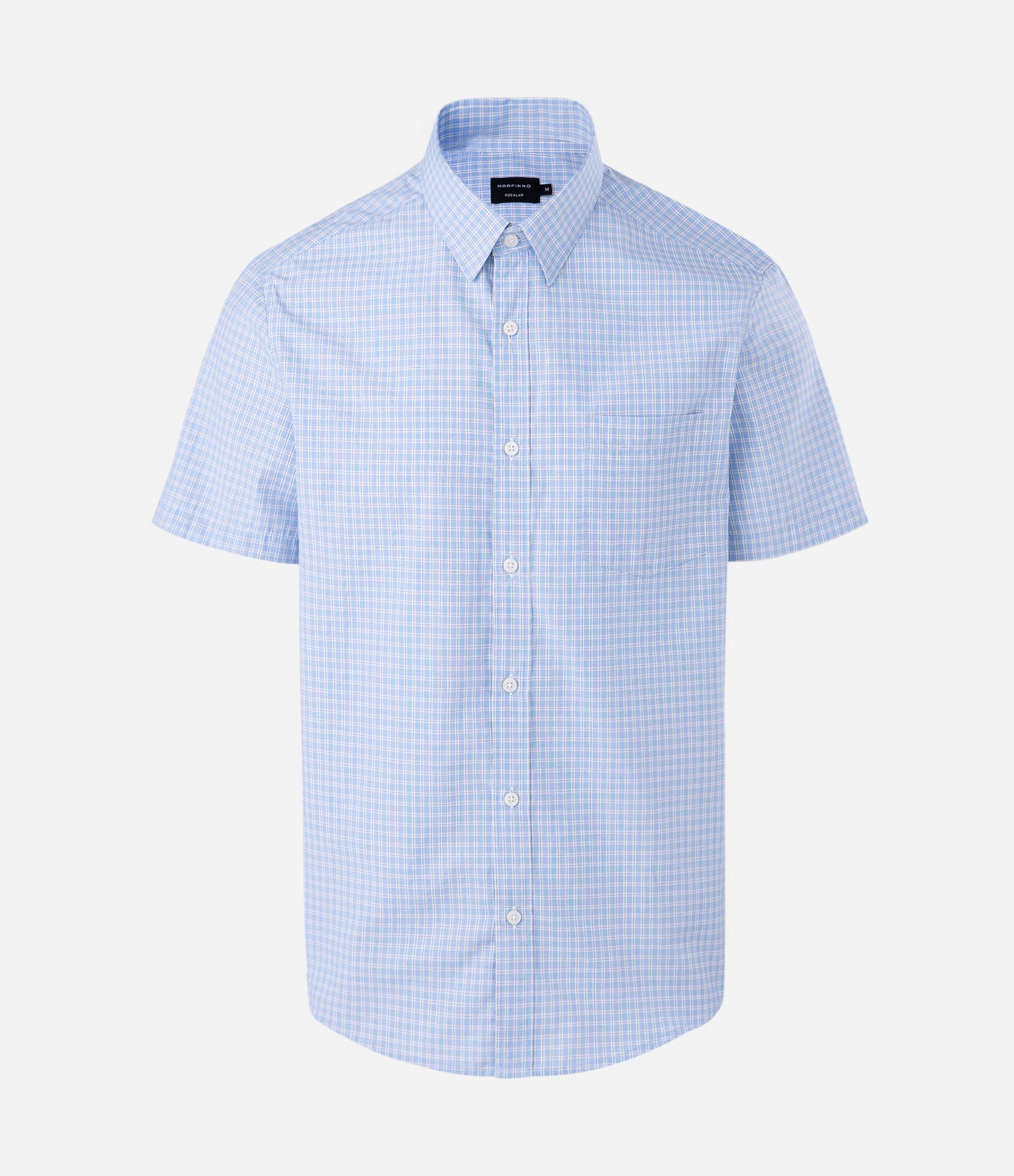 Camisa Manga Curta em Tricoline Xadrez Azul 5