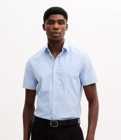 Camisa Manga Curta em Tricoline Xadrez