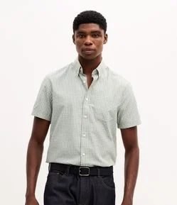Camisa Manga Curta em Tricoline Xadrez