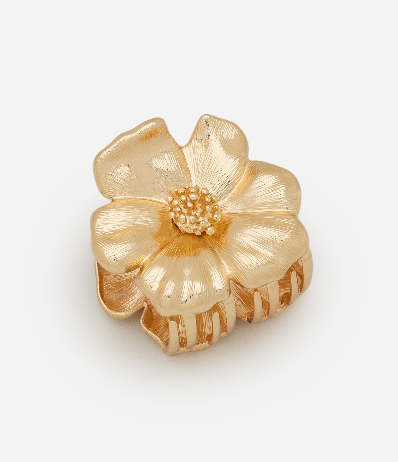 Piranha de Cabelo Metalizada com Formato de Flor Dourado 1